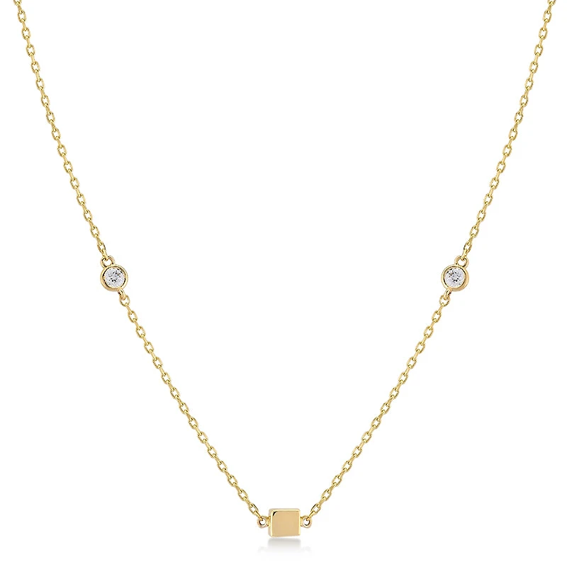 Cube & Diamond Station Necklace