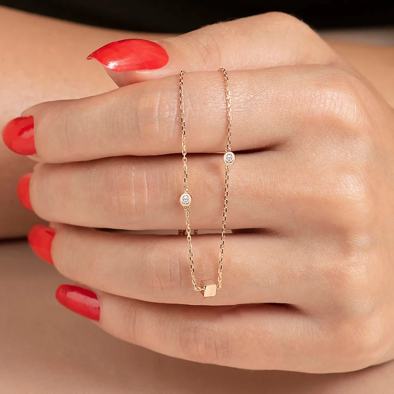 Cube & Diamond Station Necklace