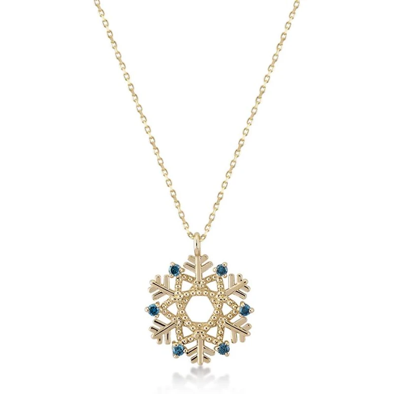 Blue Diamond Snowflake Necklace