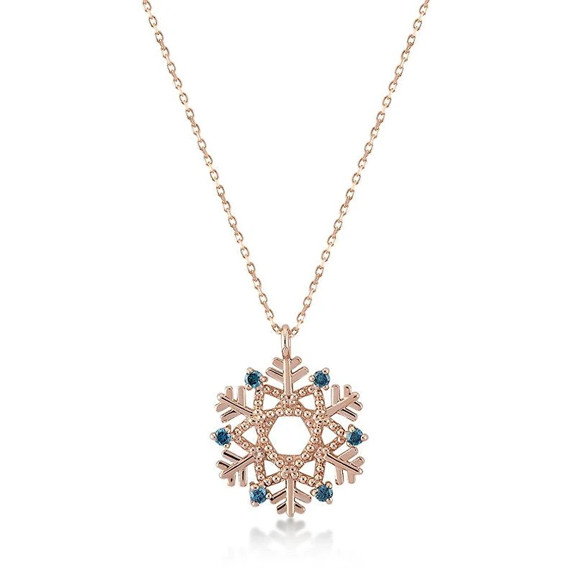 Blue Diamond Snowflake Necklace
