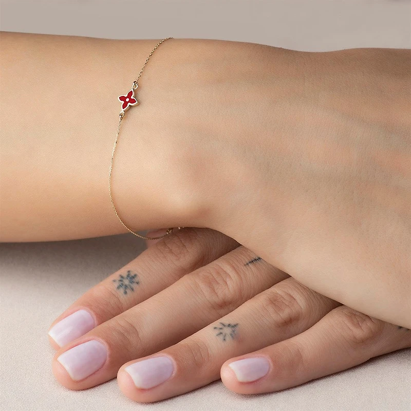 Flower Bracelet, 14k Gold