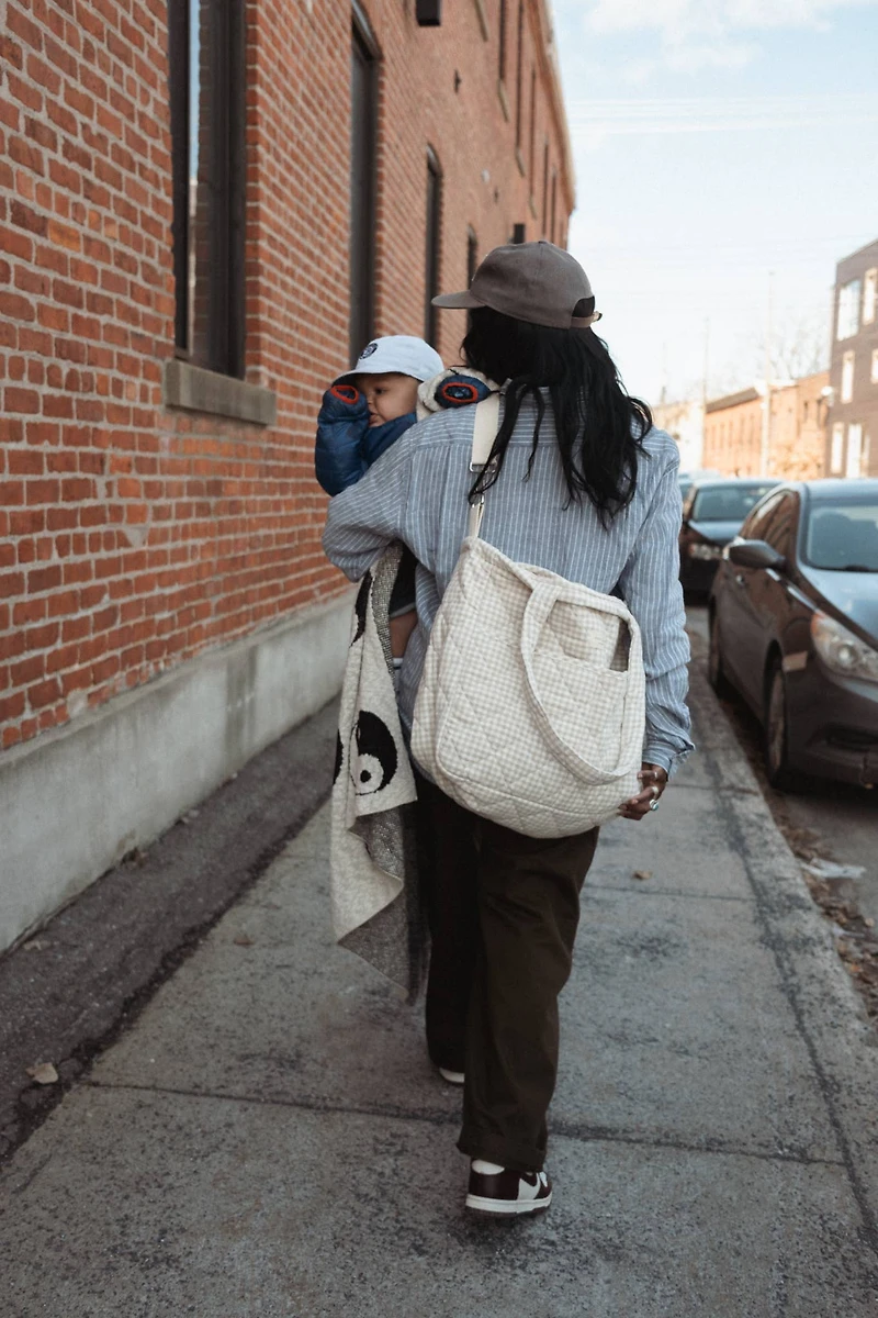 Dans le Sac - Organic cotton changing bag - Vichy Collection: Beige