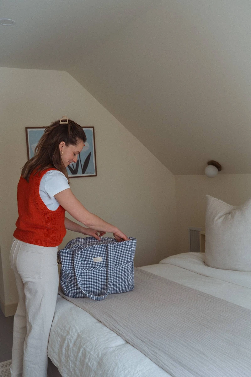 Dans le Sac - Organic cotton changing bag - Vichy Collection: Beige