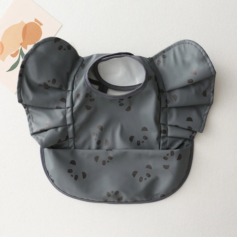 Ruffled Bib - Gray Panda