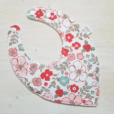 Red Flowers Bib / Christmas Floral