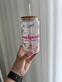 Glass Tumbler with Lid and Straw (16 oz) - Teacher