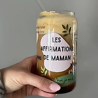 Glass Tumbler with Lid and Straw (16 oz) - Mom's Affirmations ❣️