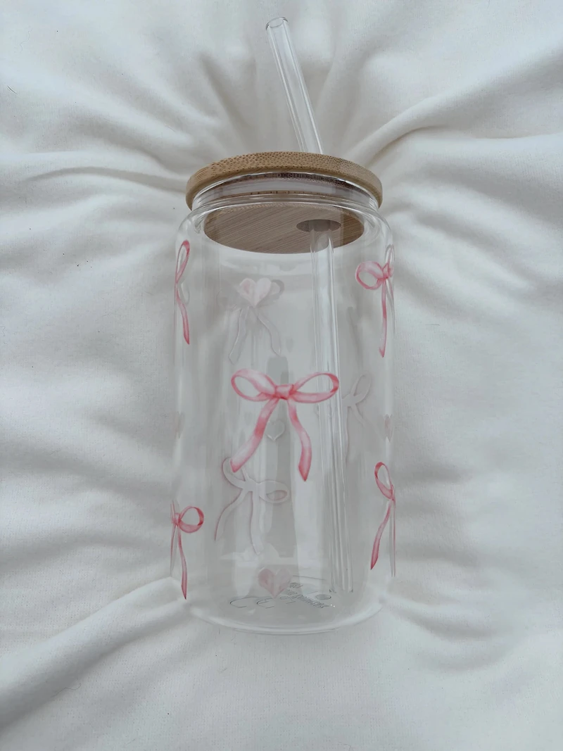 Glass Tumbler with Lid and Straw (16 oz) - Mrs. Coach Collection - Earrings 🎀 