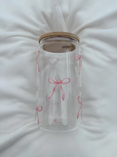 Glass Tumbler with Lid and Straw (16 oz) - Mrs. Coach Collection - Earrings 🎀 