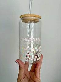 Tumbler en verre avec couvercle et paille (16 oz) - Enseignante pastel 🩵