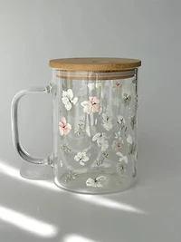 Glass Mug with Lid and Straw (17 oz) - Spring Sweetness 🌼🌿💛