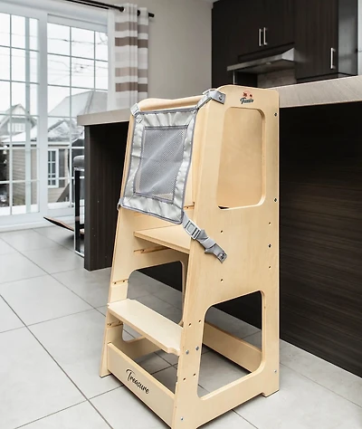 Adjustable learning tower with whiteboard