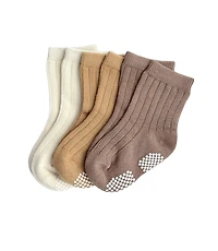 Trio of beige non-slip socks
