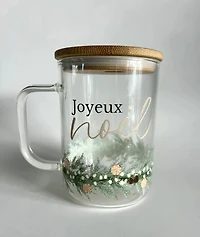Tasse en verre avec couvercle et paille (17 oz) noel