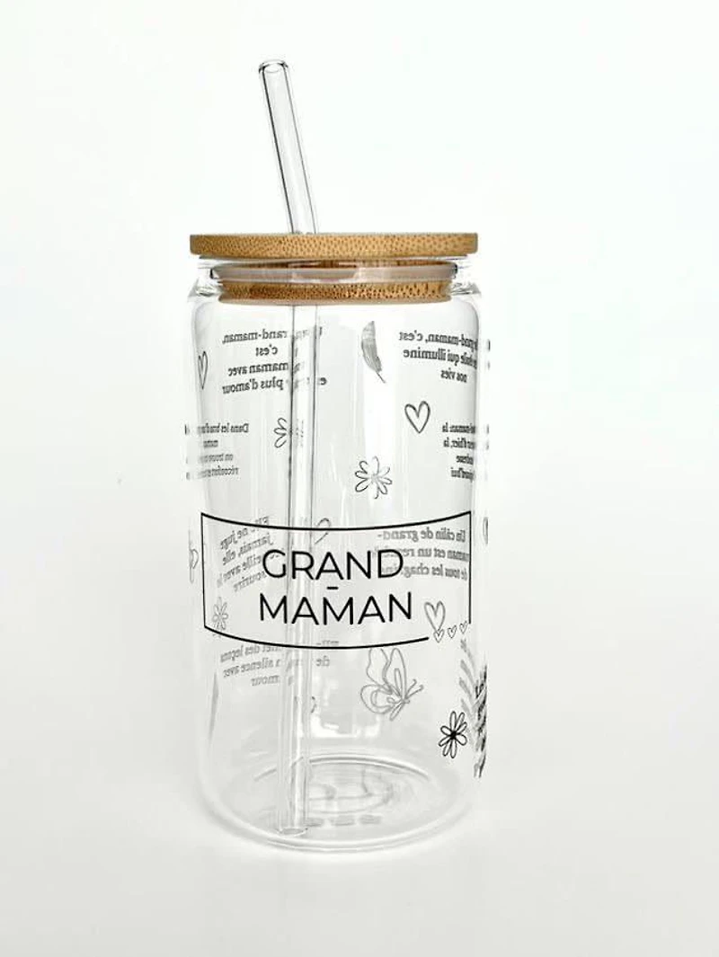 Tumbler en verre avec couvercle et paille (16 oz