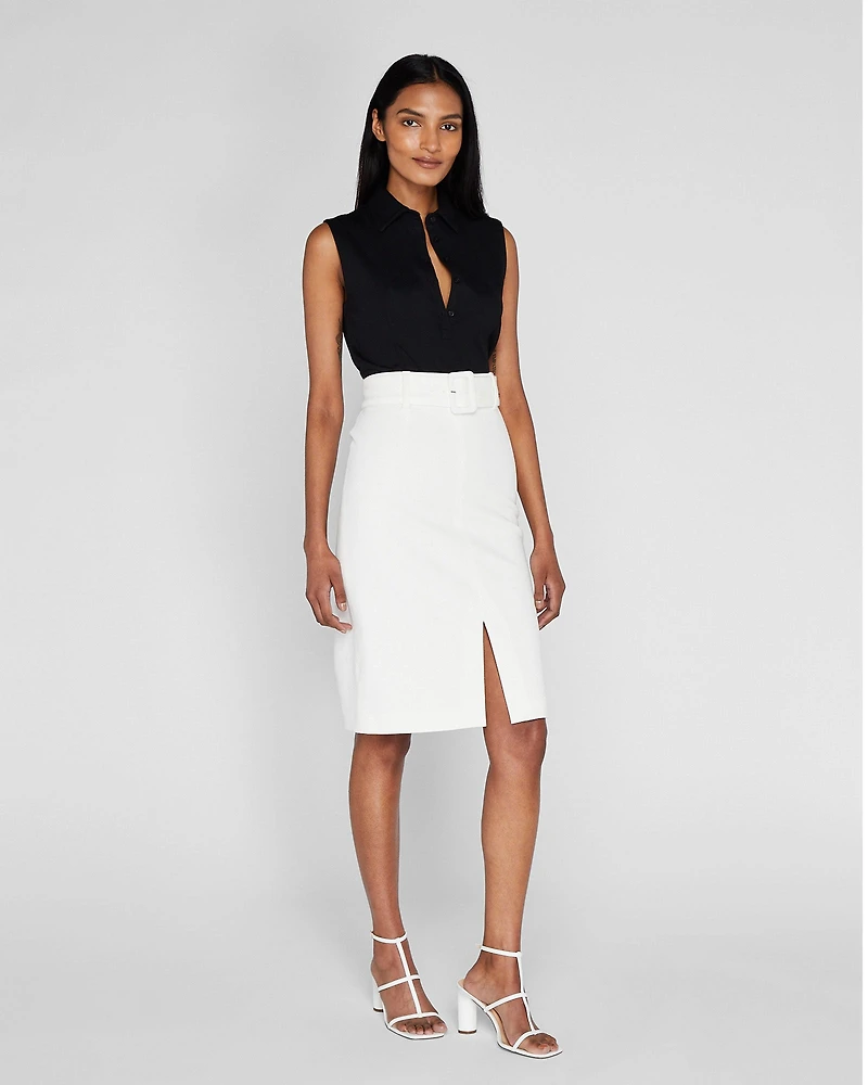 Piqué Belted Skirt