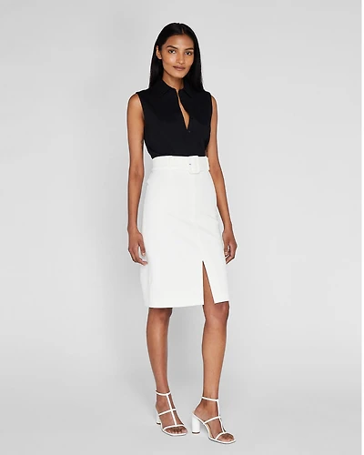 Piqué Belted Skirt