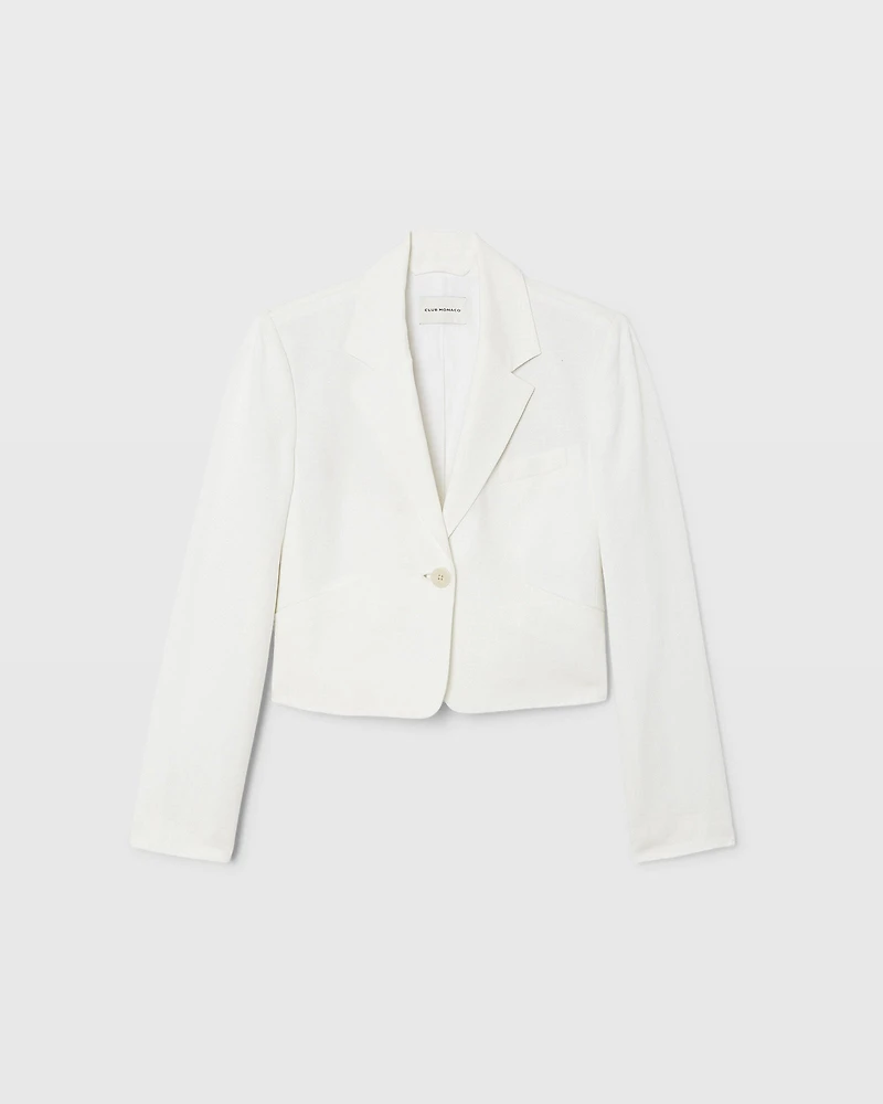 Cropped Linen Blend Blazer