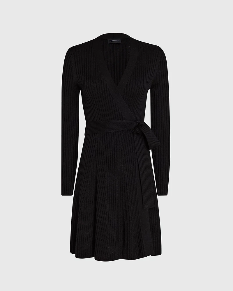 Short Wrap Sweater Dress