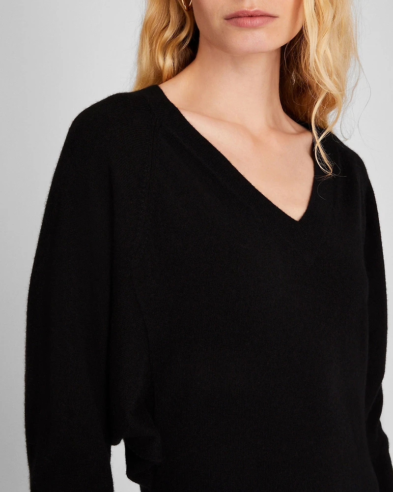 Cashmere Dolman V-Neck Dress