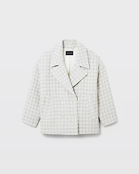 Short Double-Breasted Textured Relaxed Coat