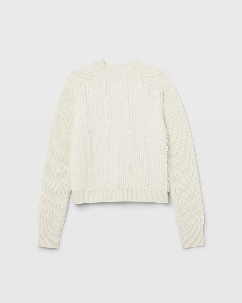Cashmere Cropped Fringe Sweater