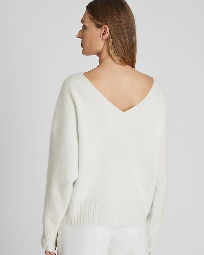 Brushed Cashmere V-Back Sweater