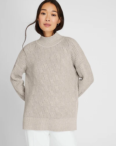 Cashmere-Silk Cable Turtleneck