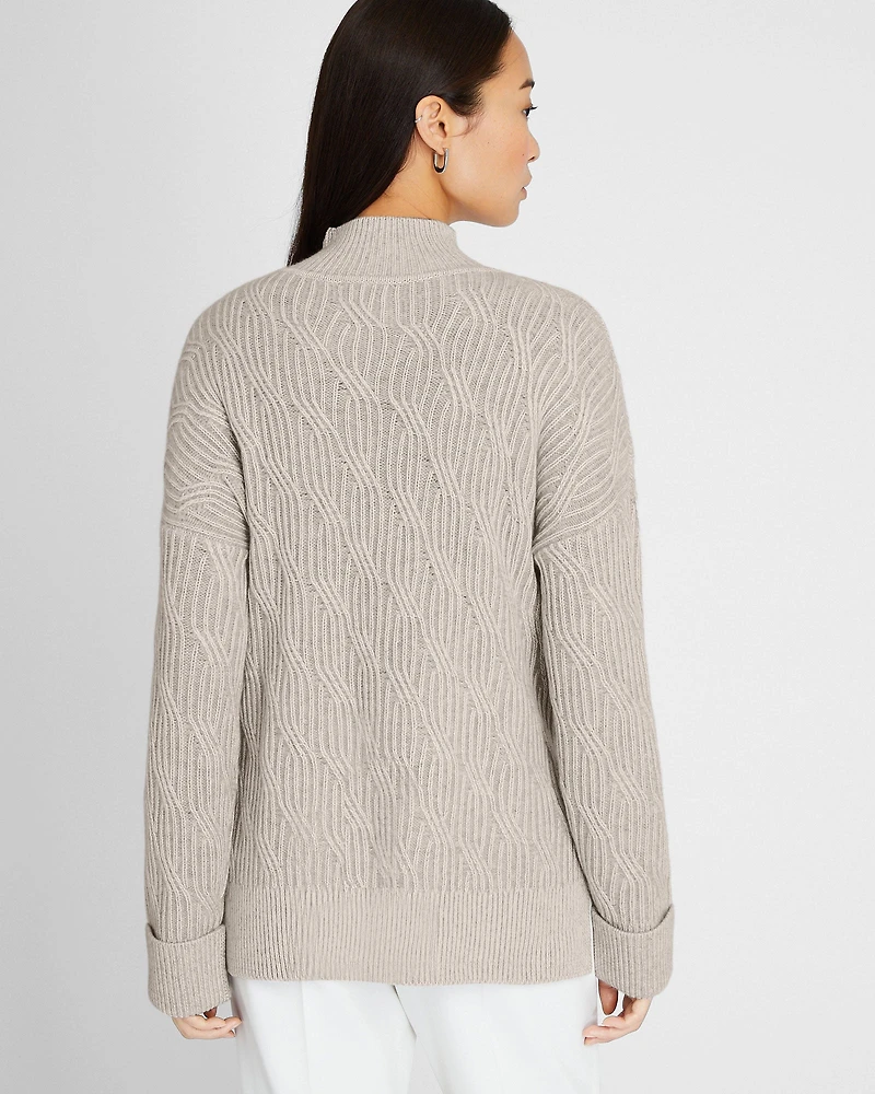 Cashmere-Silk Cable Turtleneck