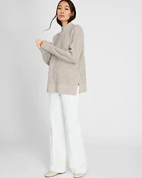 Cashmere-Silk Cable Turtleneck