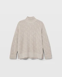 Cashmere-Silk Cable Turtleneck