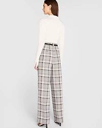 Plaid Pleat Front Trouser