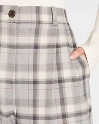 Plaid Pleat Front Trouser