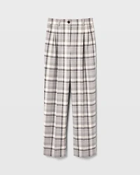 Plaid Pleat Front Trouser