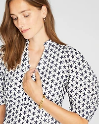 Embroidered Balloon Sleeve Top