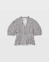 Embroidered Balloon Sleeve Top