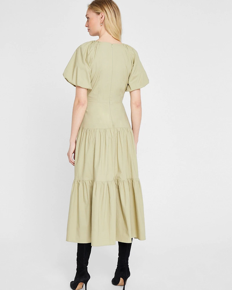 Tiered V-Neck Maxi Dress