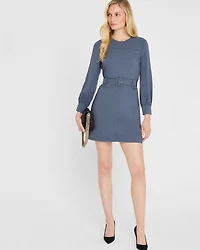 Long Sleeve Belted Mini Dress