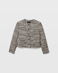 Bouclé Cropped Collarless Jacket
