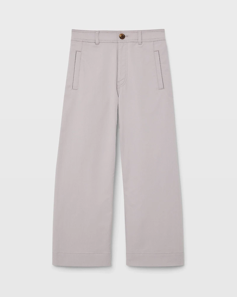 High Rise Cropped Twill Pant