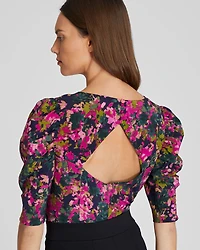 Silk Ruched Sleeve Top