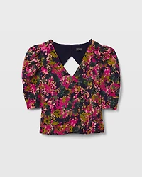 Silk Ruched Sleeve Top