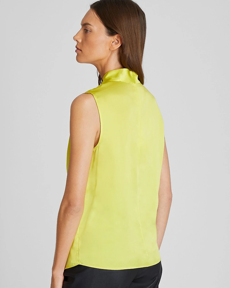 Silk Charmeuse Front Drape Top