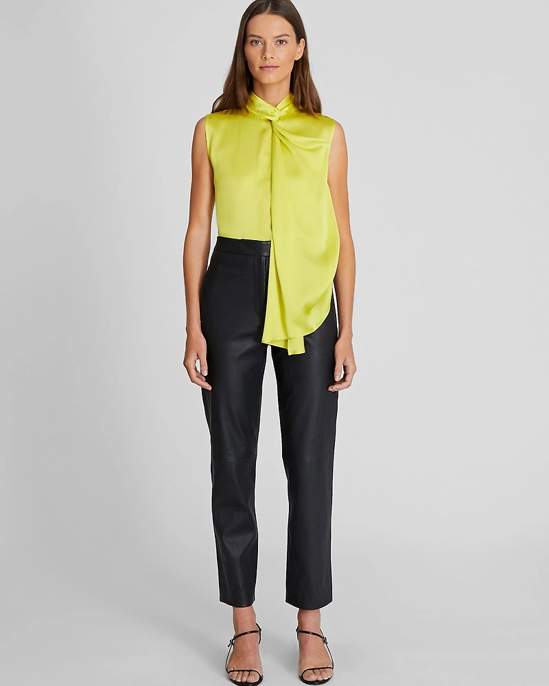 Silk Charmeuse Front Drape Top