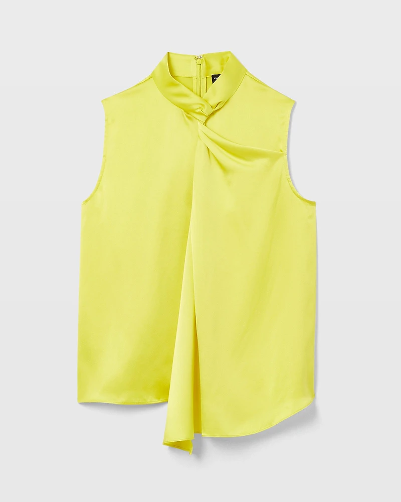 Silk Charmeuse Front Drape Top