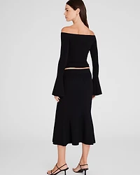 Fluted Knit Midi Skirt