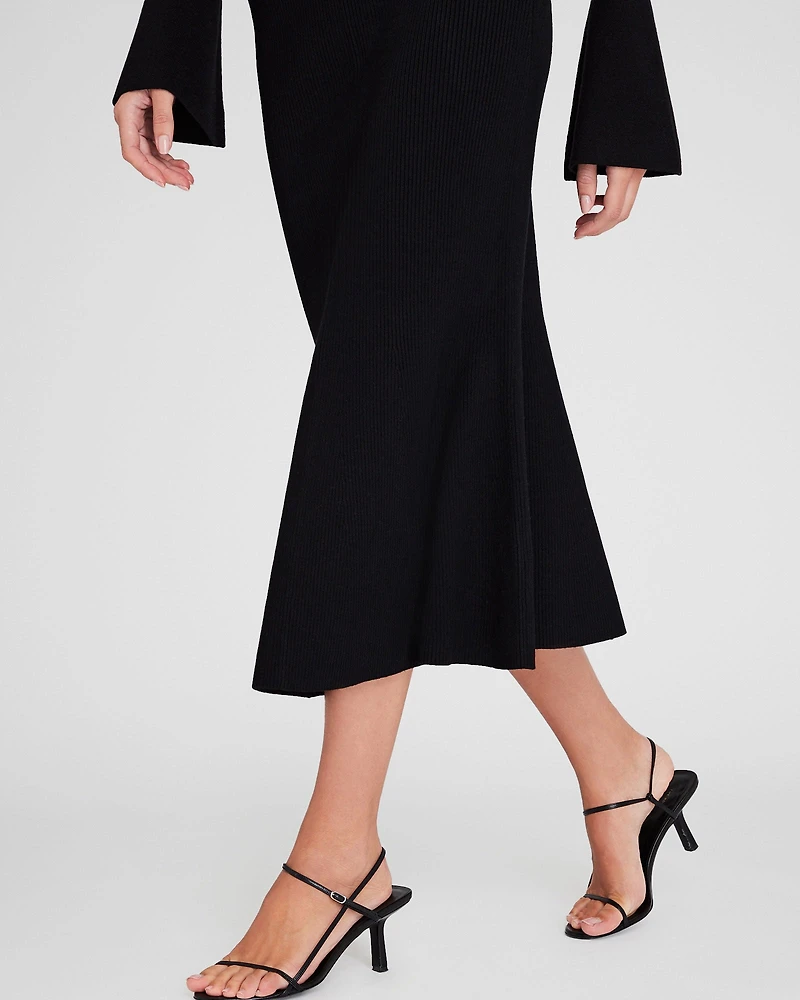 Fluted Knit Midi Skirt