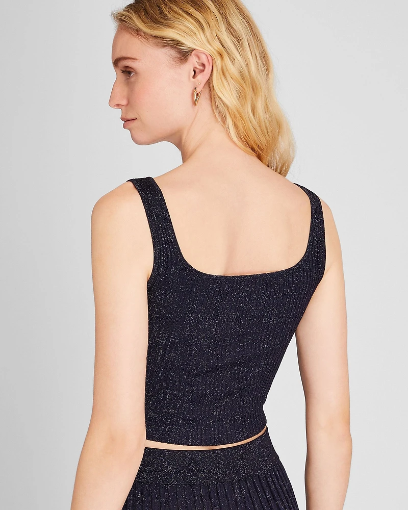 Metallic Rib Knit Crop Top