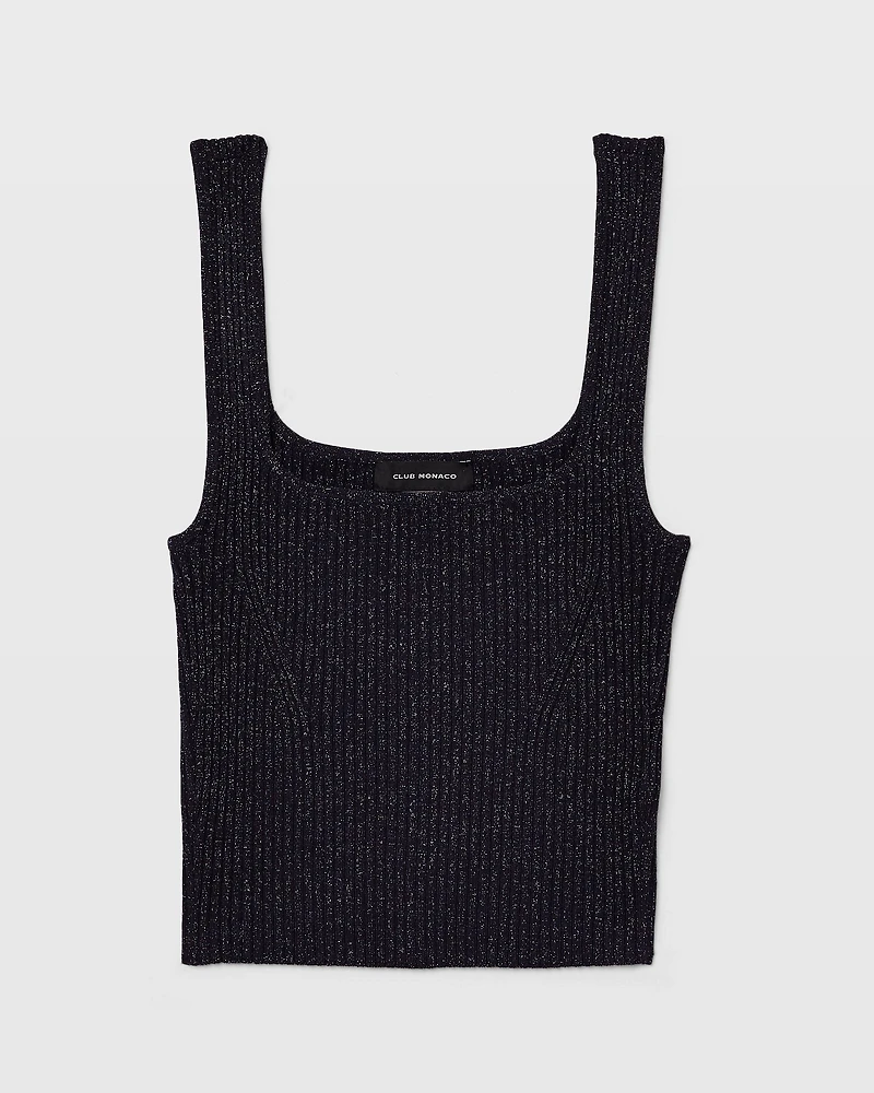 Metallic Rib Knit Crop Top