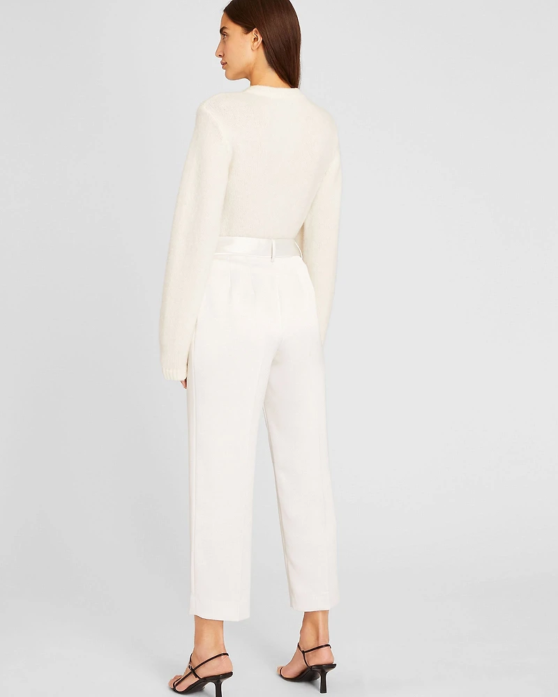 Belted Slim Satin Trouser